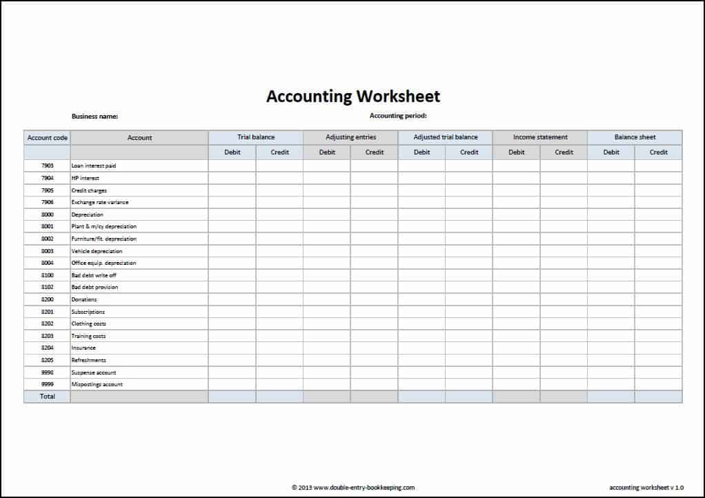 Free Printable Bookkeeping Templates