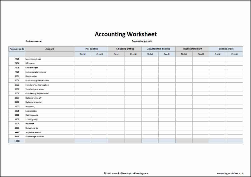 double entry bookkeeping excel spreadsheet free