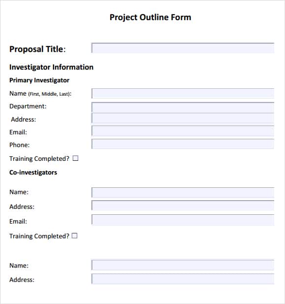 5 Project Outline Templates Excel xlts