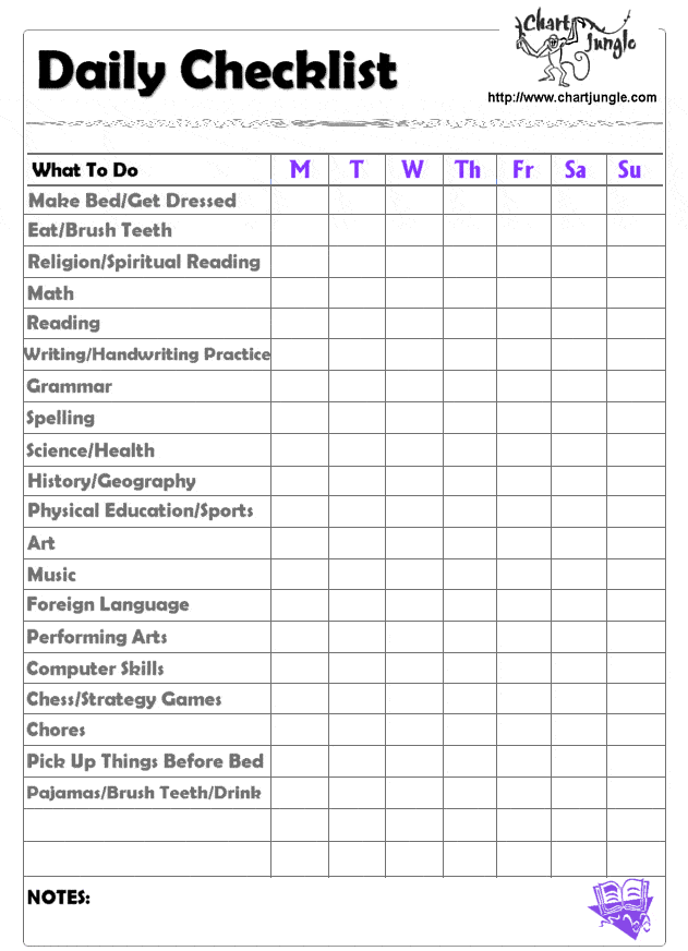 4 Daily Checklist Templates Excel Xlts