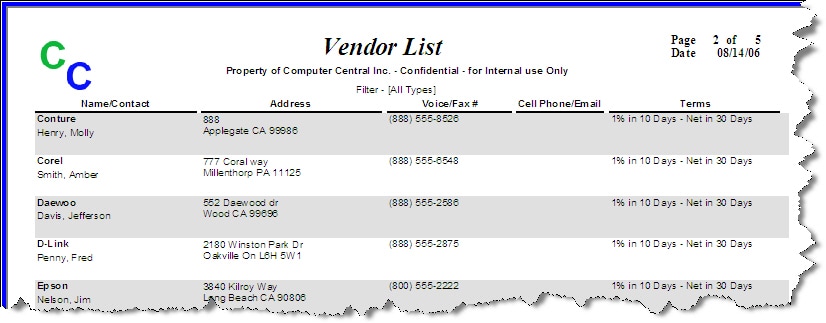 Master Vendor List Template