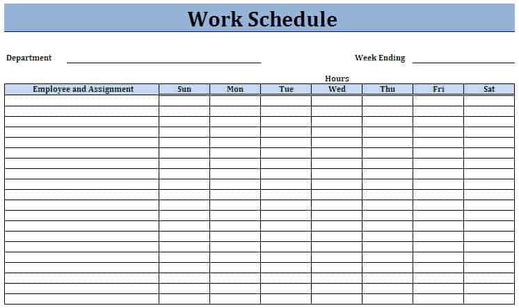 5 Work Schedule Templates Excel Xlts