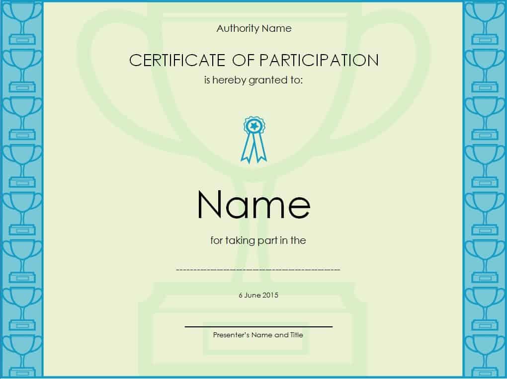 Certificate of Participation Template Image - Word Templates pro