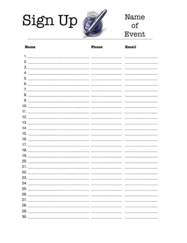 Sign Up Sheet Template Microsoft Word - Free Word Template