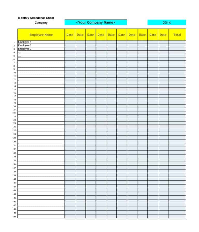 5 Free Attendance Register Templates Word Excel Formats