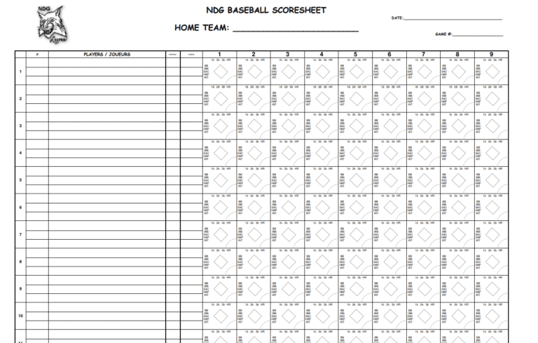 Printable 13+FREE Baseball Score Sheet Templates - Word Excel Formats