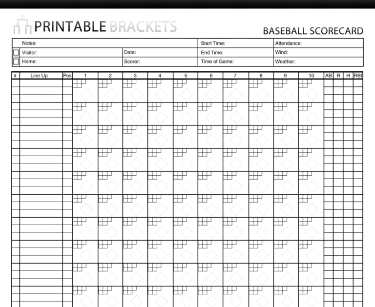 Printable 13+FREE Baseball Score Sheet Templates - Word Excel Formats