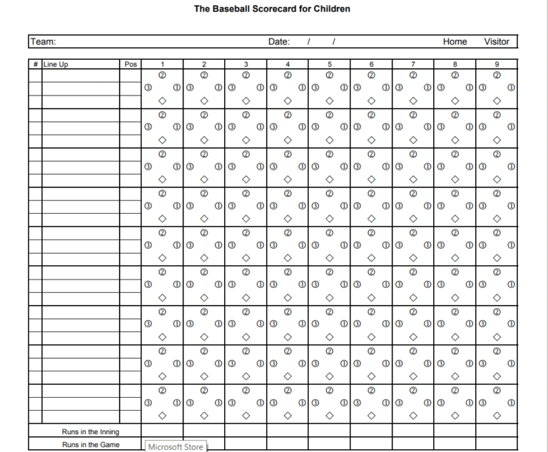 Printable 13+FREE Baseball Score Sheet Templates - Word Excel Formats