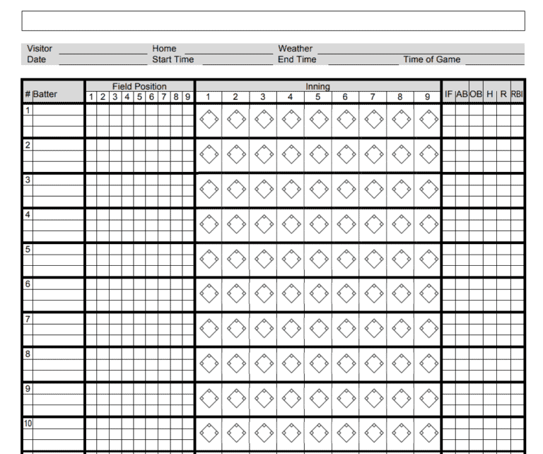 Printable 13+FREE Baseball Score Sheet Templates - Word Excel Formats