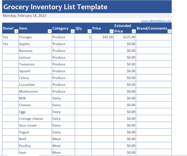 10+ Printable Grocery Inventory List Templates [EXCEL, WORD, PDF ...