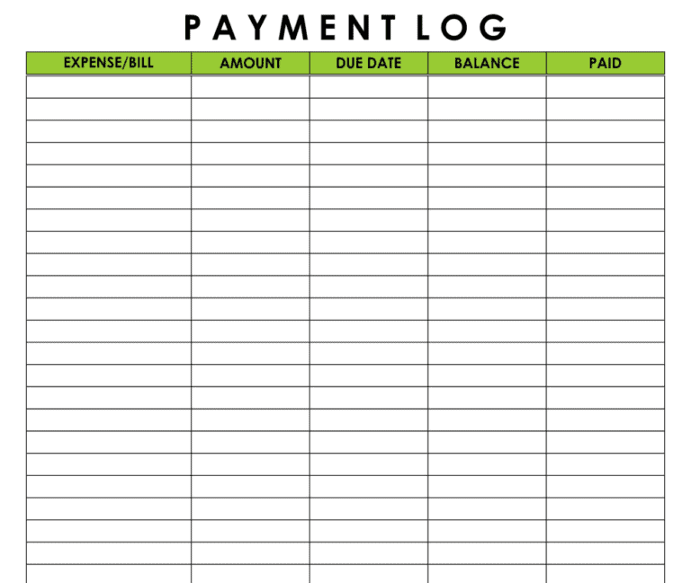 5 Printable Payment Record Templates Word Excel Formats