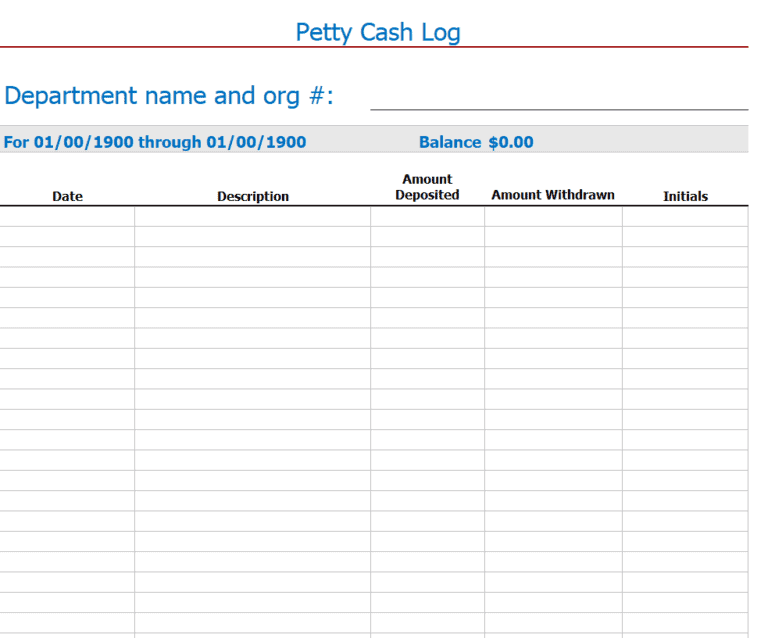 18+ FREE Petty Cash Log Templates [EXCEL & WORD] - Word Excel Formats