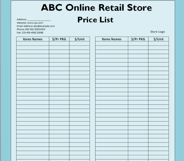 25+ Sample Price List Templates in WORD & EXCEL Templates - Word Excel ...