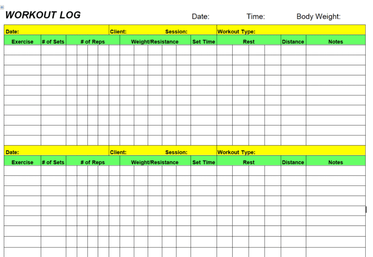 15 Useful Excel Workout Log Templates - Word Excel Formats